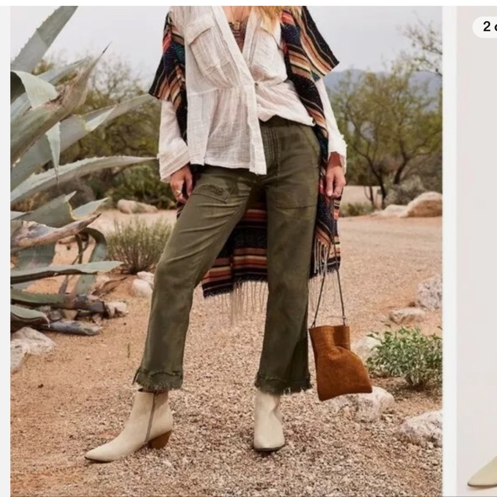 NWT Free People Green Distressed Pants